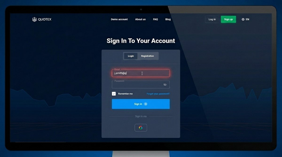 Enter registered email correctly on login form