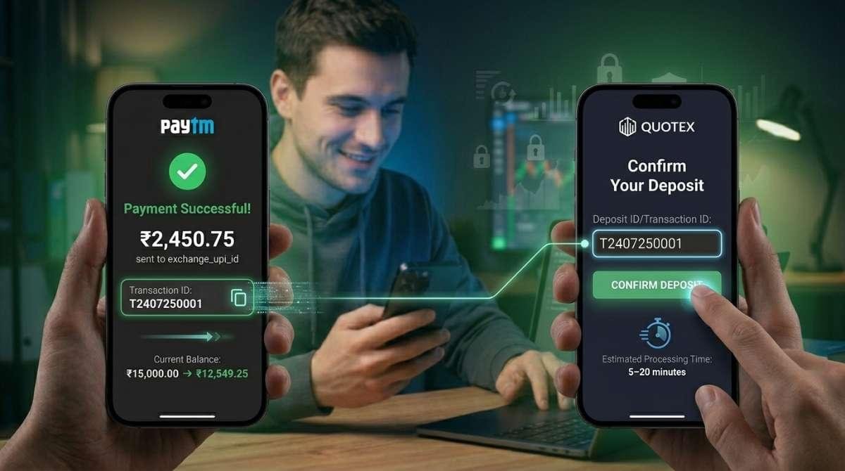 Copy Transaction ID and Confirm in Quotex