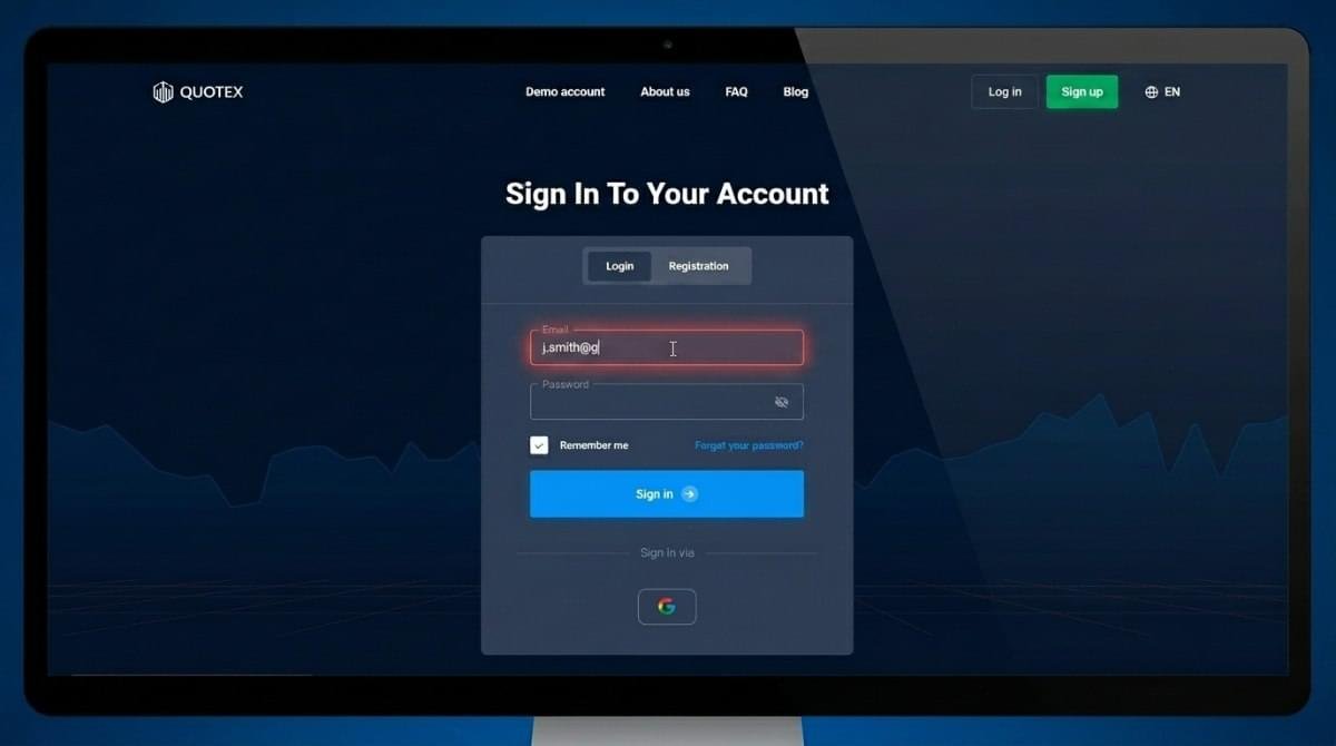 Enter registered email correctly on login form